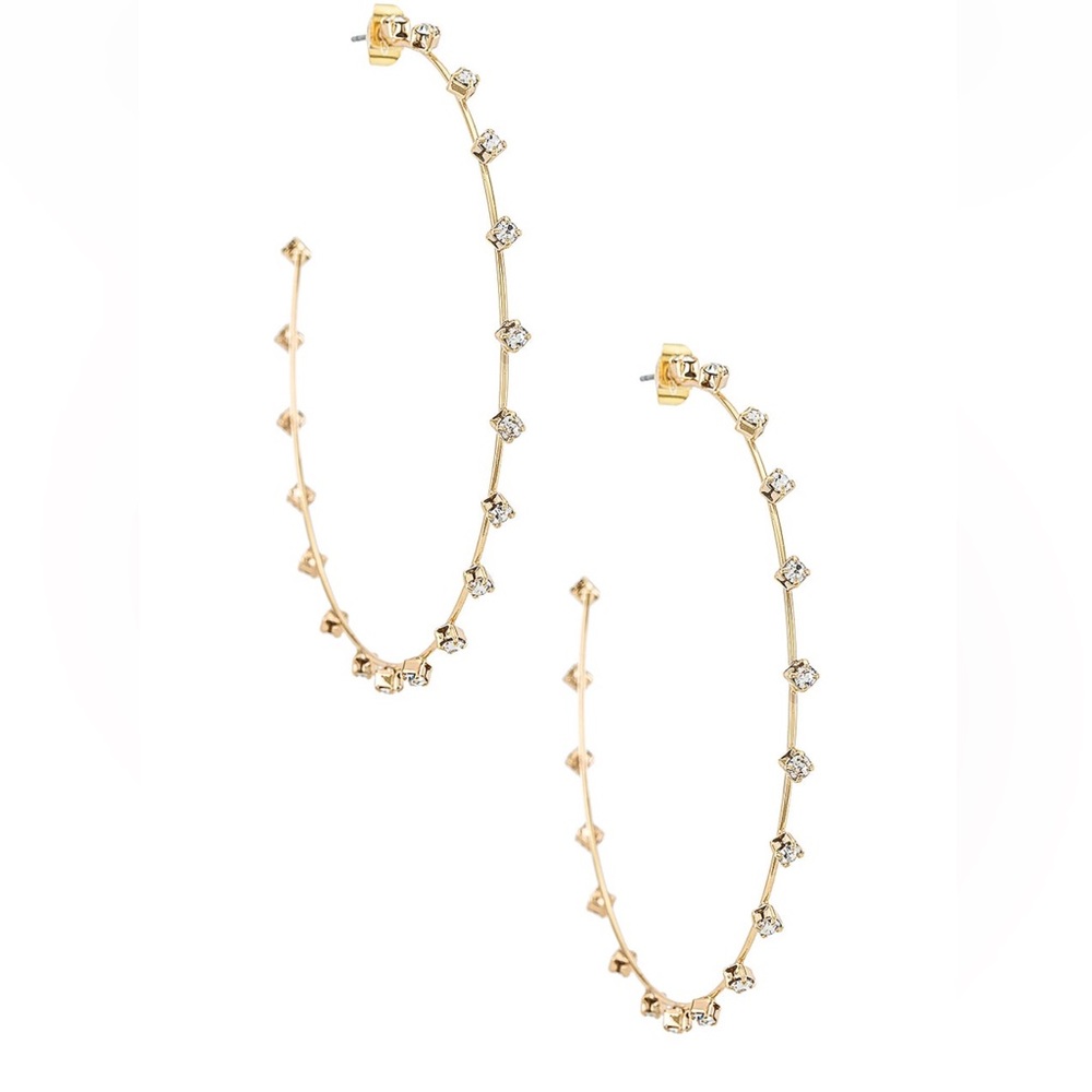 Rhinestone Hoop Earrings in Gold